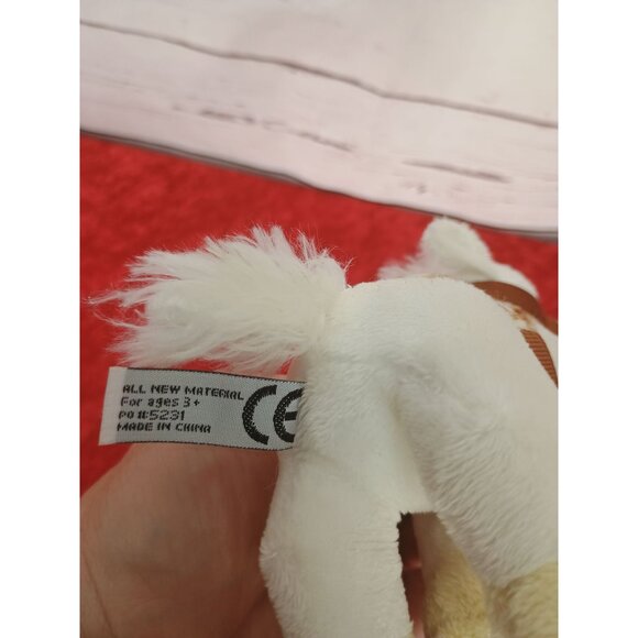 Plush Toy Horse By Prextex White With Brown Accents Small Size Soft & Cuddly Ide - Picture 8 of 8